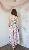 summer abstract print midi dress