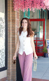 white button down vest