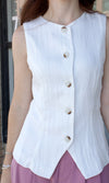 white button down vest