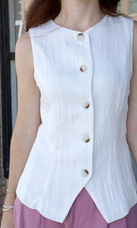 white button down vest