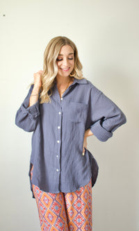 crinkled cotton button down