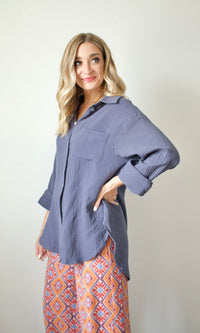 crinkled cotton button down