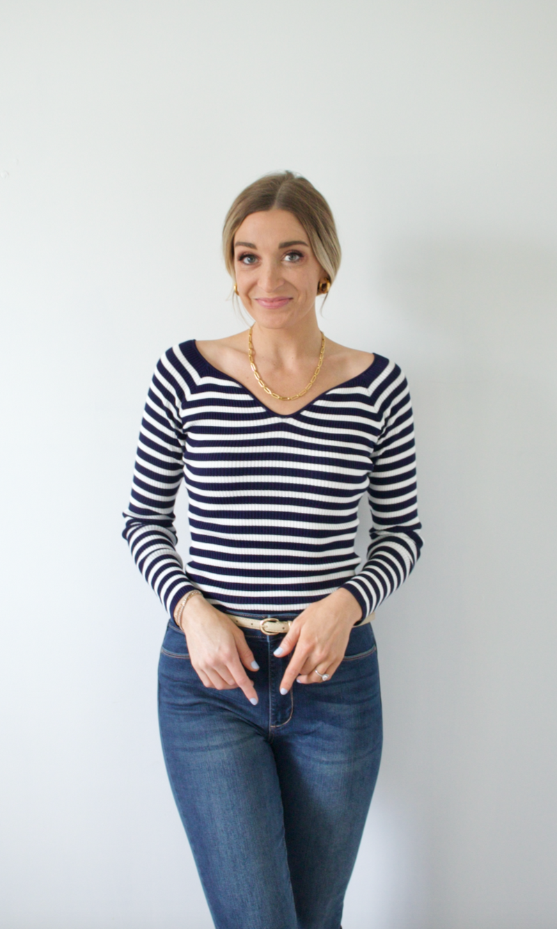Marlow Striped Off Shoulder Sweater