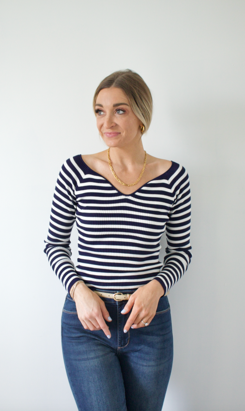 marlow striped off shoulder top