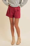 wine suede shorts