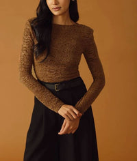 brown woven lace bodysuit