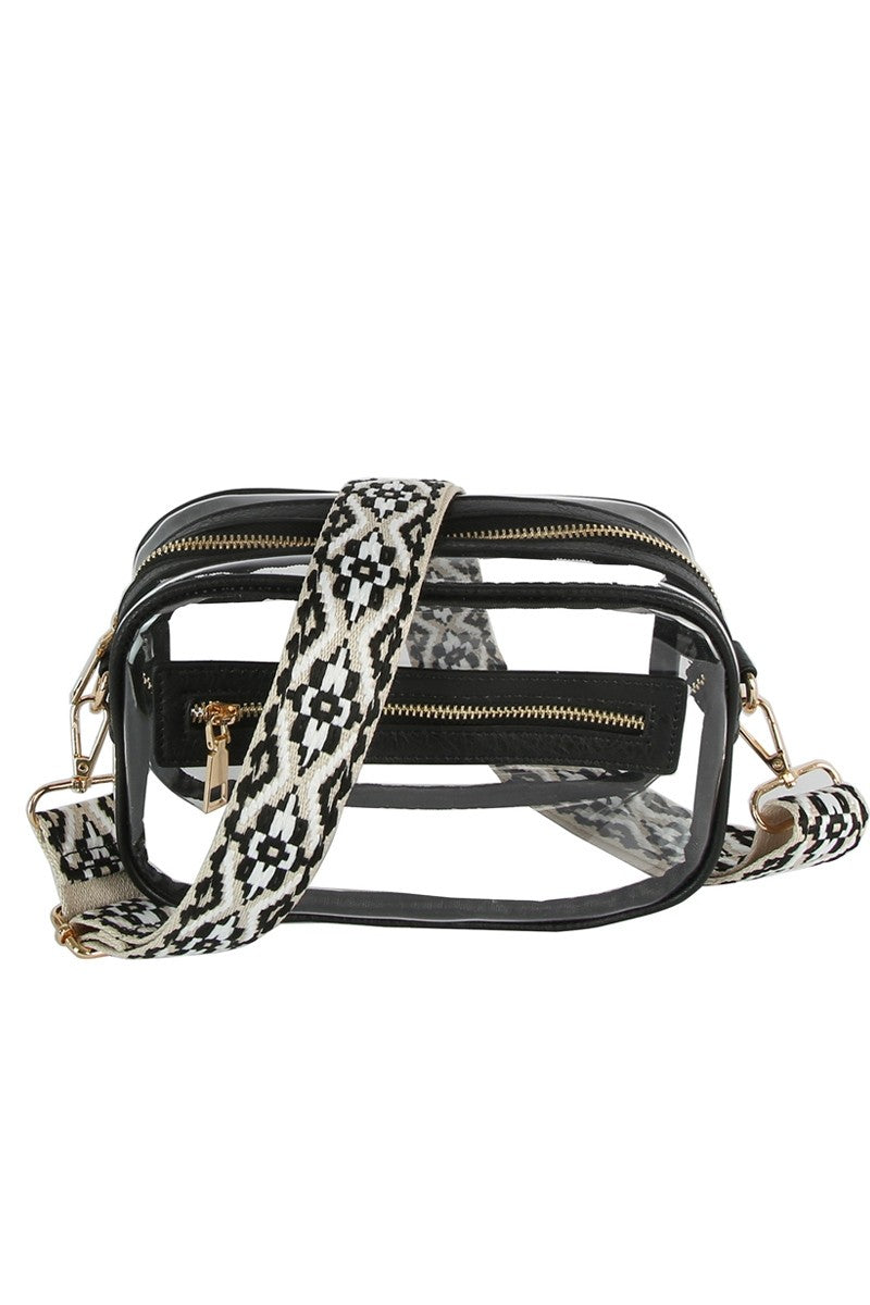 clear boxy guitar strap crossbody