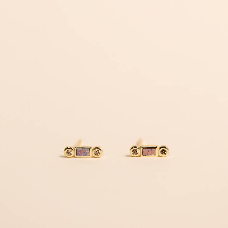 Bar Opal Stud Earrings