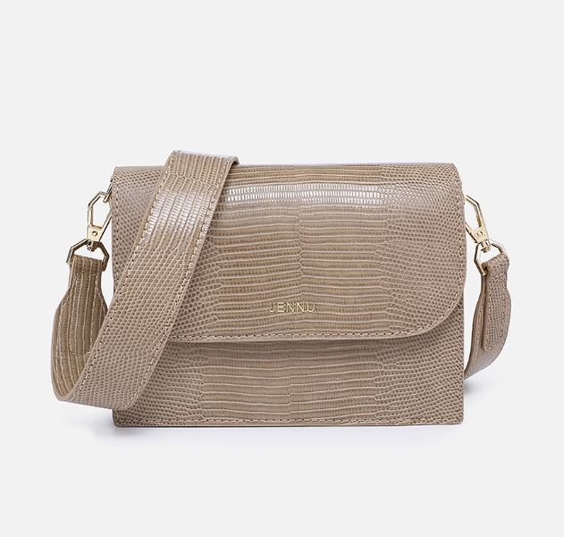 crocodile embossed crossbody - taupe