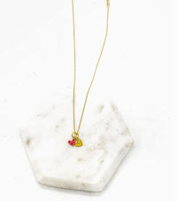 red and yellow heart charm necklace