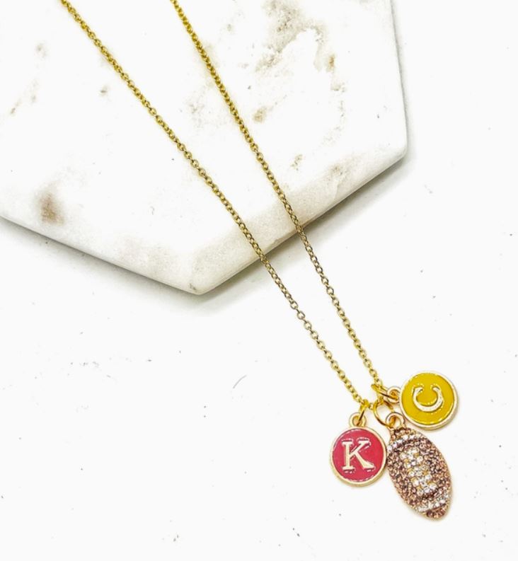 red and yellow kc charm necklace