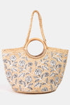 rose painted jute tote bag