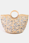 rose painted jute tote bag