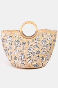 rose painted jute tote bag